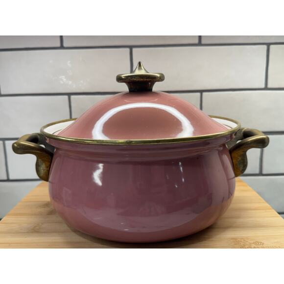Mikasa Grande Chef Antique Rose UN512  Enamel Metal Ejiri Japan 3.25 Qt. - Picture 6 of 9